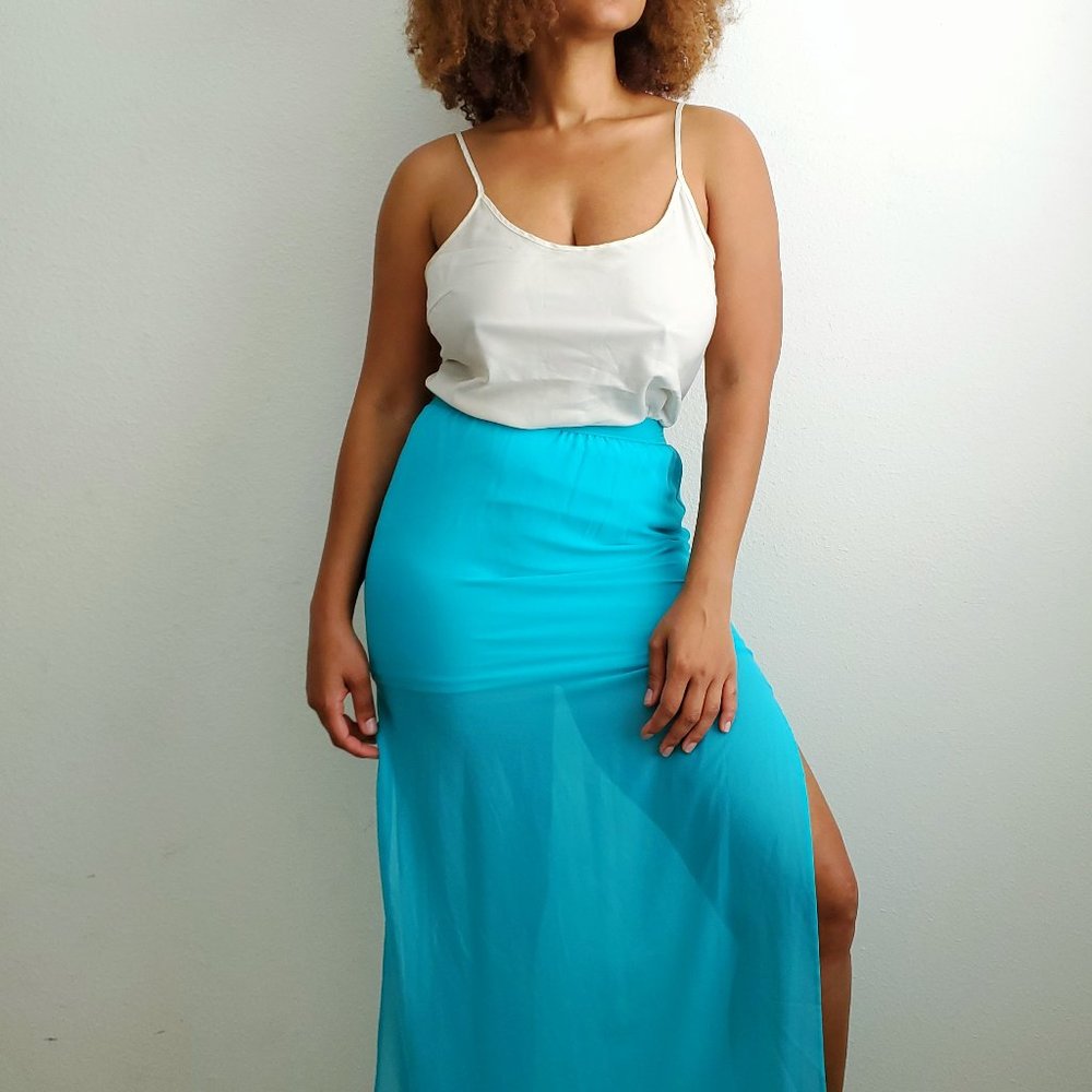 H&M Divided Aqua Maxi Skirt with splits
